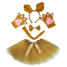 Petitebelle Headband Bowtie Tail Gloves Tutu 5pc Girl Costume 1-5y (Kangaroo)