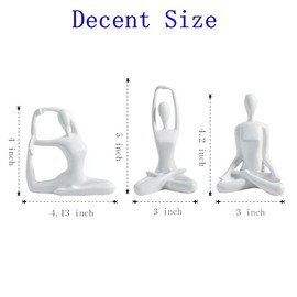 Ni-JASW - Juego de 3 estatuas de yoga de meditación blancas, estatuas de resina Zen para libros, decoración del hogar, regalos