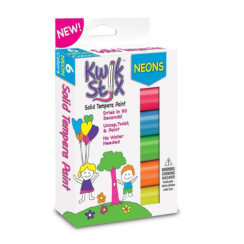 The Pencil GripKwik Stix Solid Tempera Paint Stick, 6 Assorted