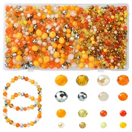 UR URLIFEHALL 950 pcs Goldenrod Series Faceted Rondelle Beads Glass Loose Spacer Beads for Bracelets DIY Jewelry Making Beadable Crafts