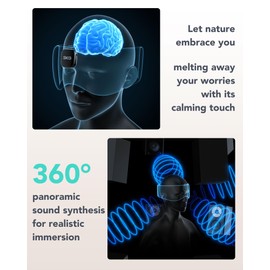 SKG White Noise Machine Eye Mask - 100% Light Blocking Sleep Mask, 27 Soothing Sounds, 3D Surround, 12H Battery Life, Portable & Easy Storage, Noise Canceling for Office & Sleeping