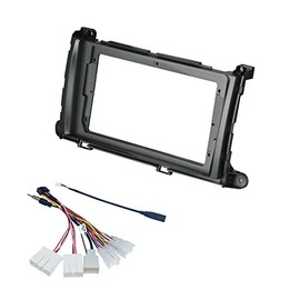 9'' Car Radio Stereo Dash Frame Fascia Bezel Panel w/Power Harness Cable Compatible for Toyota Sienna XL30 2010 11 12 13 14 Install Mount Kit