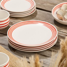 Dockside Red Stoneware Dinner Plates – Set of 4, 11-Inch Nautical-Inspired, Chip-Resistant for Dining & Entertaining. Perfect for serving full meals, including pasta, salads, or seafood dishes.