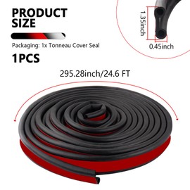 24.6Ft 2 Hole Tailgate Seal,Rubber Tonneau Cover Seal Strip for Enhanced Sealing & Noise Reduction,Self Adhesive Truck Bed Weather Stripping for Trucks Campers Pickups