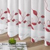 Tollpiz Burgundy Red Leaf Sheer Curtain Leaves Embroidered Bedroom Curtains