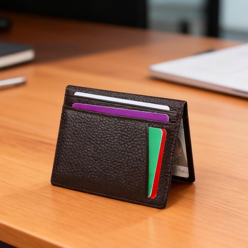 Feelorna Slim Wallet for Men, Compact Cards Case Leather Wallets