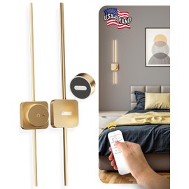 Battery Operated Wall Sconce Set Of 2 - Detachable Battery With Adjustable Tone - Battery Sconces With Remote & Touch Control, Up To 50 Hours On a Single Charge - 24.5" (62cm) | 2 Pack (Gold)