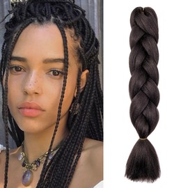Cybelleza Braids Extensions Synthetic Hair for Braiding 60 cm Ombre Jumbo Braids Hair Extension 1 Piece Kanekalon Hair Braiding Extensions Crochet Twist Synthetic Braids 100 g Darkest Brown
