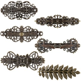Geyoga 6 Pieces Vintage Hair Barrettes for Women Retro French Flower Clips Metal Hair Pins for Women Styling Accessories(Classic Style)