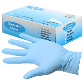 100pcs Nitrile Gloves Disposable Gloves Food Safe Powder Free Latex Free Gloves for Tattoo, Mechanics, Hairdressing, Home use (Blue, Large)
