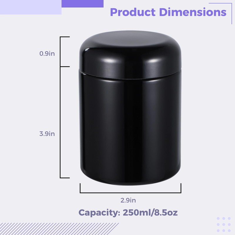 Lnrueg 8.5 Oz 250ML Smell Proof Jar, Black Viewing Jars