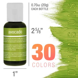 U.S. Cake Supply 30 Color Cake Food Coloring Liqua-Gel Decorating Baking Deluxe Set - 0.75 fl. oz. (20ml) Bottles