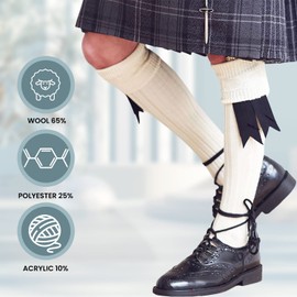 HD Novelty Men's Scottish Highland Wear Wool Kilt Hose Wool Blend Socks Size (6-11 UK, 39-45 EU)