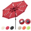 11ft 3-Tier Red Iron Patio Umbrella with 40LEDs Solar Powered