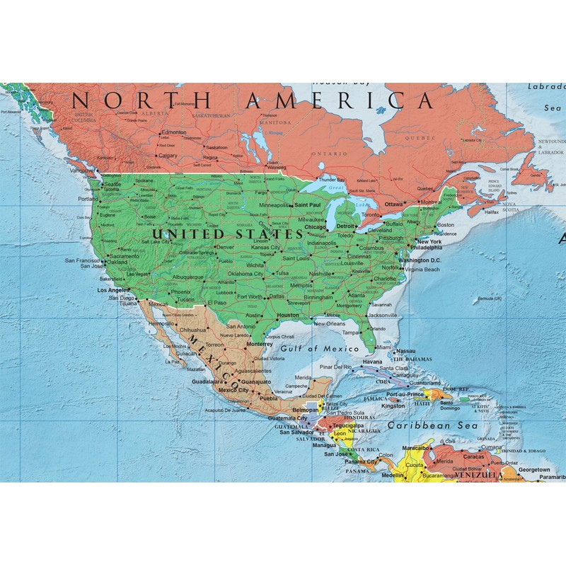 24x36 World and USA Classic Premier 3D Two Wall Map