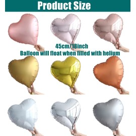 Zhiheng 10pcs Heart Foil Balloons Helium Birthday Wedding Valentine's Day Globos Party Decoration Air Balloons (White)