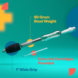 Fat Heavy Weighted Pens | Set of Two Super Big Pens Including TWO BONUS INK REFILLS | Large Wide Grip Pens Aids Writing For Those With Arthritis, Parkinson's, Carpal Tunnel & Essential Hand Tremors