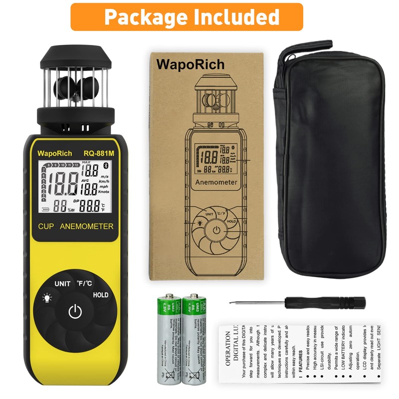 Pocket Anemometer RQ-881M Handheld Anemometer Update Wind Meter with 360°