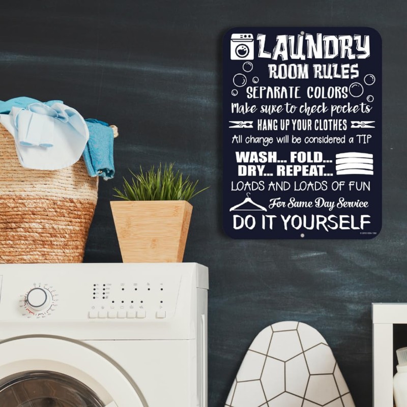 Laundry Room Decor, Laundry Room Rules, 9 inch x 12