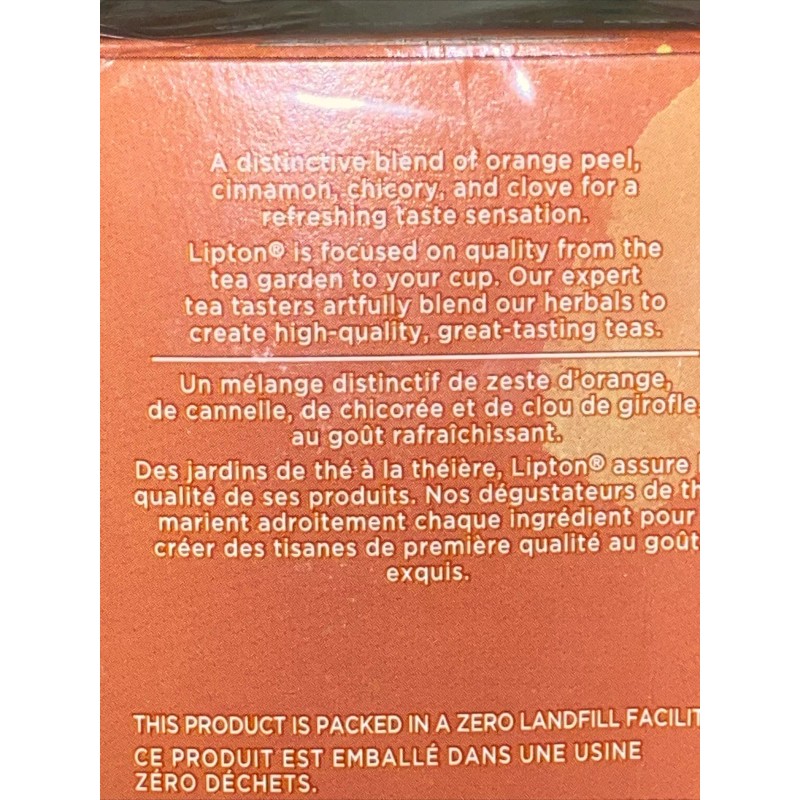 LIPTON REFRESH ORANGE FLAVORED HERBAL TEA 3 Boxes = 84