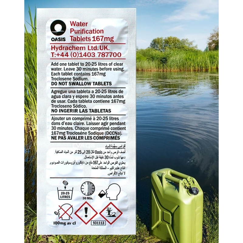 Oasis Water Purification Tablets Each Tablet Treats 20 Litres of