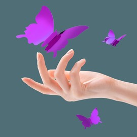 24pcs Butterfly Stickers, CAYUDEN Removable 3 Sizes Butterfly Decorations 3D Mirror Wall Decor Stickers DIY Butterfly Party Decorations Wall Stickers Wall Decal for Wedding, Party, Baby Bath, Holidays