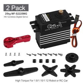 2Pack 25KG Digital Servo Motor High Torque RC Servo Full Metal Gear Waterproof with 25T Servo Arm for RC Car Crawler Robot Control Angle 180°