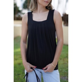 Zeagoo Womens Tank Tops Square Neck Loose Fit Basic Casual Going Out Tops Trendy Summer Sleeveless Shirts B-Black