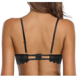 SHEKINI Women's Lace Bra without Underwire for Women Removable Padded Elegant Soft Bra, black