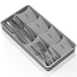 SIMPLE HOUSEWARE Adjustable Silverware Utensil Drawer Organizer, Gray