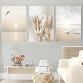 SWECOMZE Set of 3 Posters for Living Room – Pictures Decoration Bedroom – Sunset Beach Stylish Wall Pictures – Without Picture Frame (30 x 40 cm)
