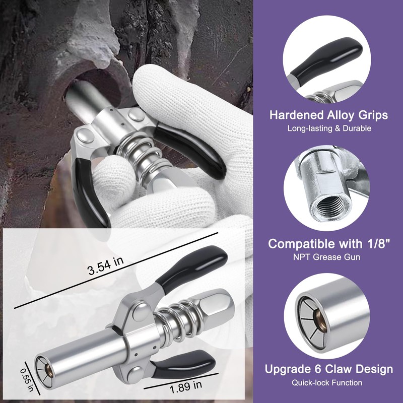 Grease Gun Tips Accessory 9PCS Kit, Includes 2pcs Grease Needle