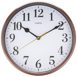 FORMIA HWC-021W-BR Wall Clock, Easy to Read Simple, Continuous Second Hand, Analog, Hodogaya Electronics Sales, Brown