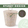 84ECO 3 Gallons White Wicker Trash Can with Lid and