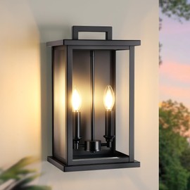 ZSMAIKU Large Outdoor Sconce Garage Lights Modern Outdoor Wall Light Exterior Wall Lantern Lights for House,Front Porch,2-Light Patio Wall Light Fixture with Thick Glass Shades E12 Waterproof 1 Pack