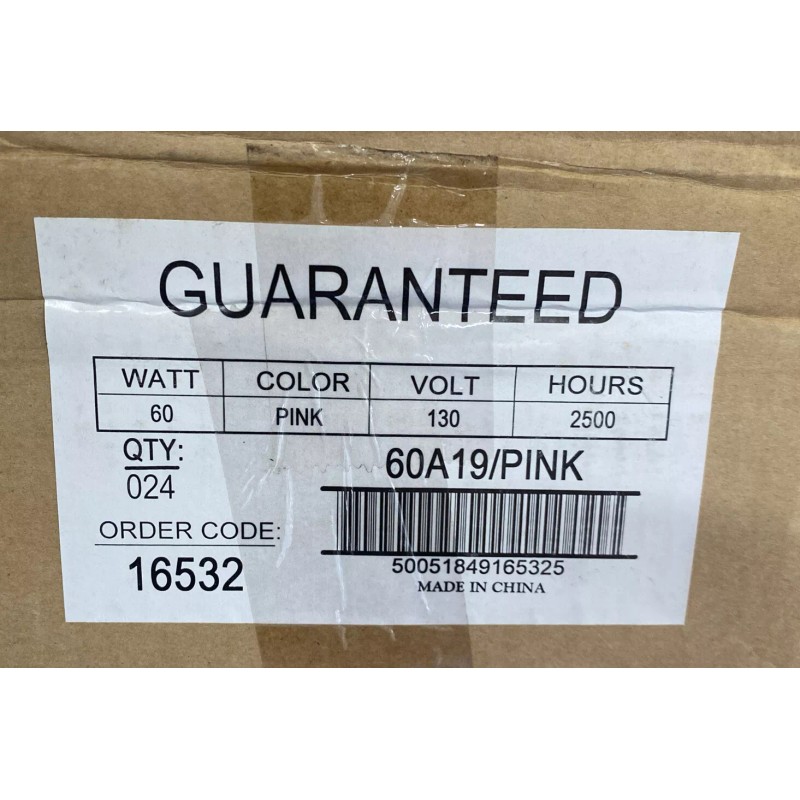 Guaranteed Pink 60 Watt A19 LightBulb 60A19/CP 130V Ceramic Pink