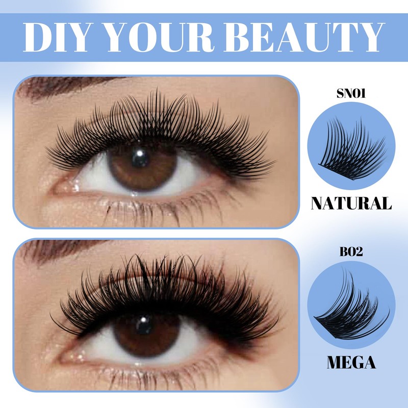 Cluster Eyelash Extensions, 144 Pieces, Cluster Eyelashes, Individual Eyelashes, D-Curls,