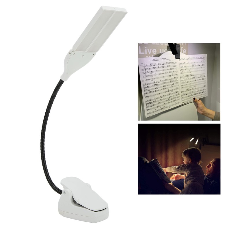 Music Stand Light LED Rechargeable Bendable Professional Design White Lamp