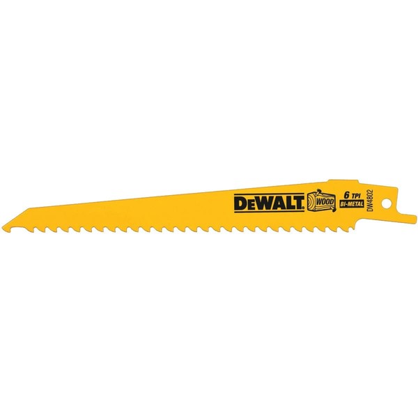 DEWALT Reciprocating Saw Blades, Taper Back, 6-Inch, 6 TPI, 5-Pack