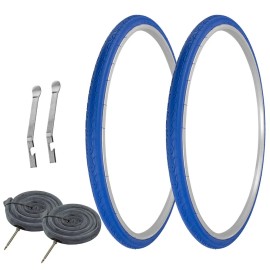 PRO+ TIRES 700 x 28 Blue G-5013 W/ HEAVYDUTY TUBES, TIRE LEVERS 60mm Presta Valv