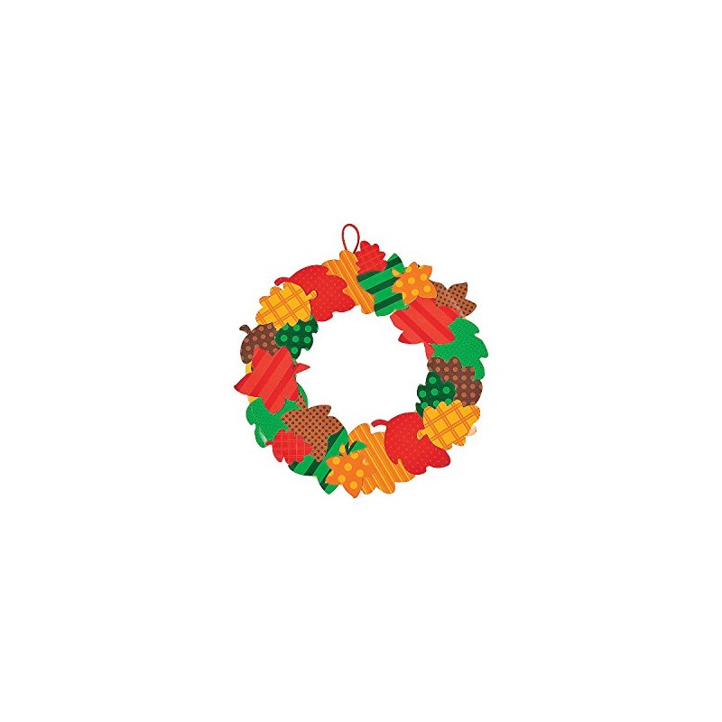 Fall Leaves Paper Wreath Craft Kit -12 - Crafts for