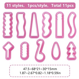 HOBBIESAY 11Pcs Polymer Clay Earring Molds Basic Clay Stamps Mini Long Dangle Shape Polymer Tools Hot Pink Pottery Cutter for DIY Earrings Jewelry Making Craft