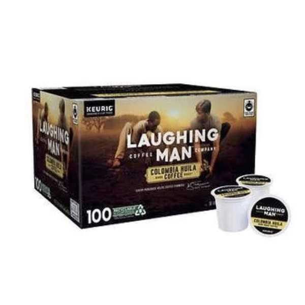 Laughing Man Colombia Huila Dark Roast Coffee K-Cups, 100 Count