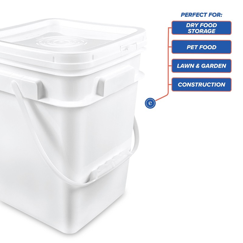 ePackageSupply 4 Gallon Square Bucket with Lid & Plastic Handles,
