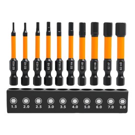 Hex Allen Key Drill Bit Set - 10 Pcs Magnetic Impact Screwdriver Driver Bits- S2 Steel 50mm Length Allen Wrench Drills Bits Set H1.5-H8