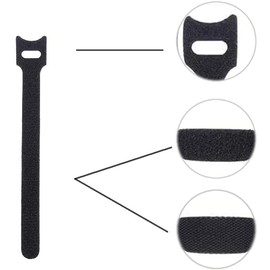 Sunnysam Pack of 100 Velcro Cable Ties, Black, Cable Ties, Resealable with High-Quality Nylon Material (150 x 12 mm)