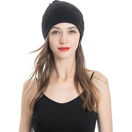 Unisex Fashion Knit Slouchy Beanie Hat Thin Stretch Skull Caps (AU, Alpha, One Size, Black)