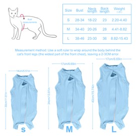 Dokpav Traje de Recuperación para Gatos, Transpirable Trajes de Cirugía, Pasta de algodón, Recuperación Ropa Después para Heridas o Enfermedades Piel, Gatos y Perros Pequeños (Azul, Large)