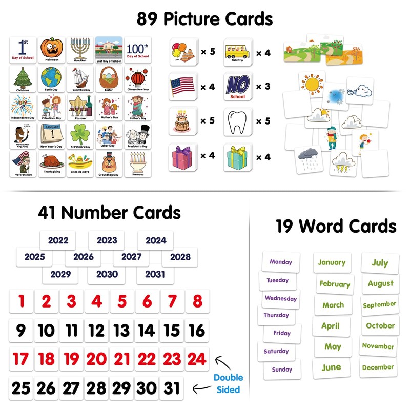 Godery Calendar and Weather Pocket Chart, Classroom Organized Chart, 149