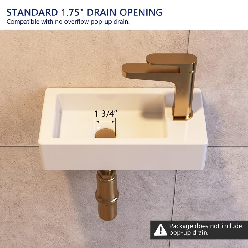 DeerValley DV-1V081RA Wall Mount Sink, Mini Rectangle Bathroom Sink, Small